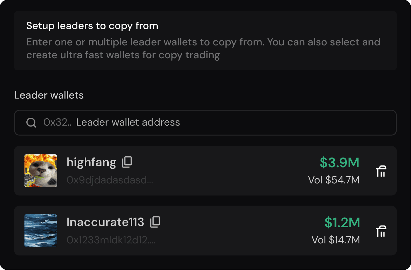 Setup leaders to copy from